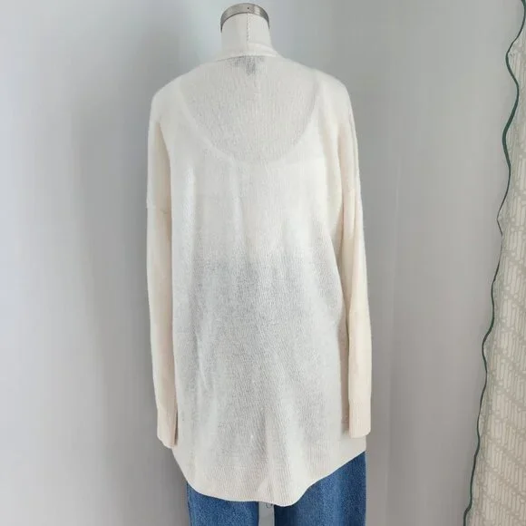 Saks Fifth Avenue 100% Cashmere Cream Cardigan Size: Medium - Picture 7 of 15